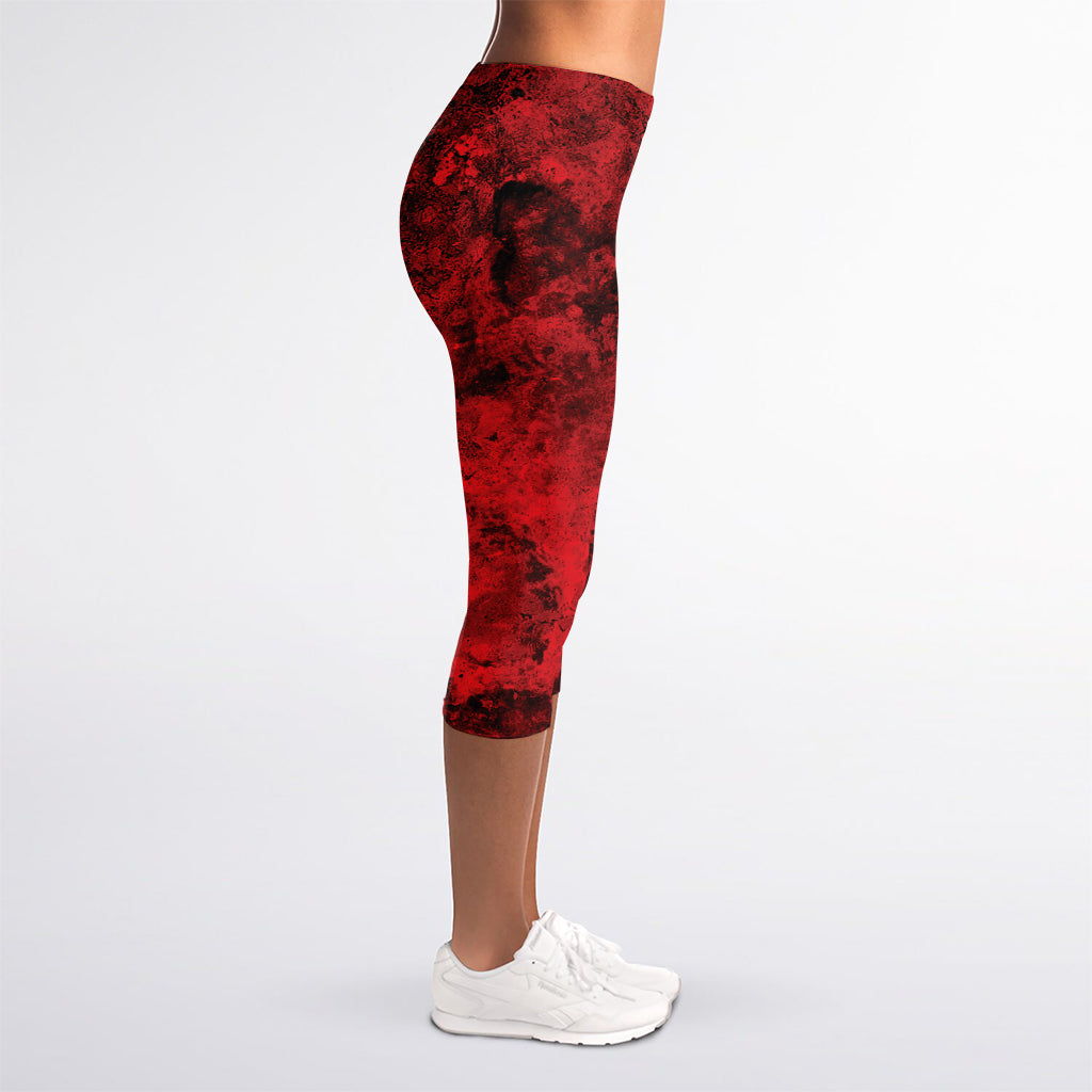 Red Blood Print Women's Capri Leggings