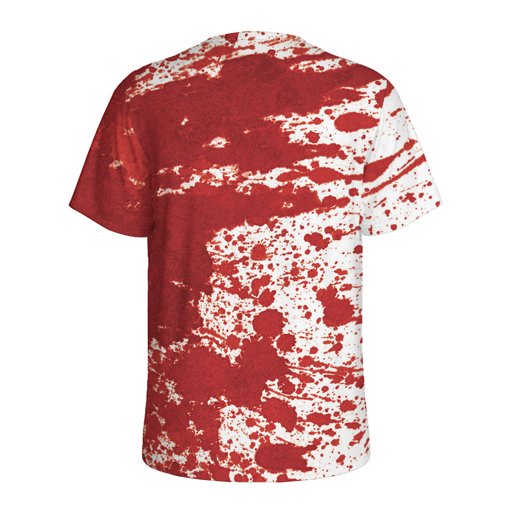 Red Blood Stains Print Men's Sports T-Shirt