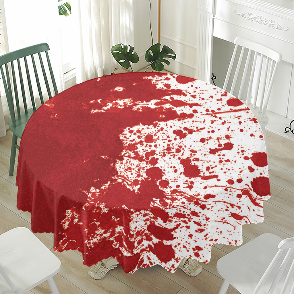 Red Blood Stains Print Waterproof Round Tablecloth