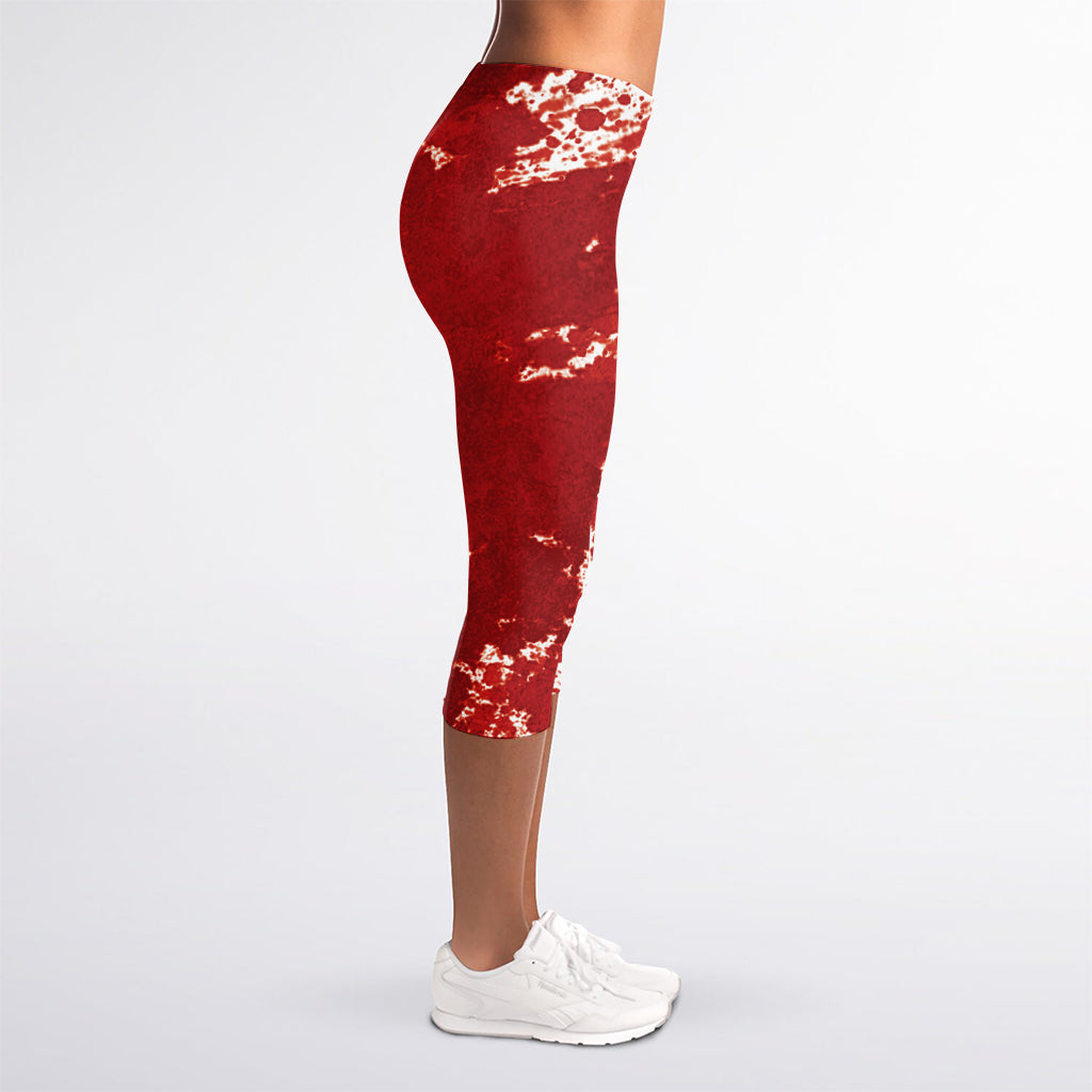 Red Blood Stains Print Women's Capri Leggings