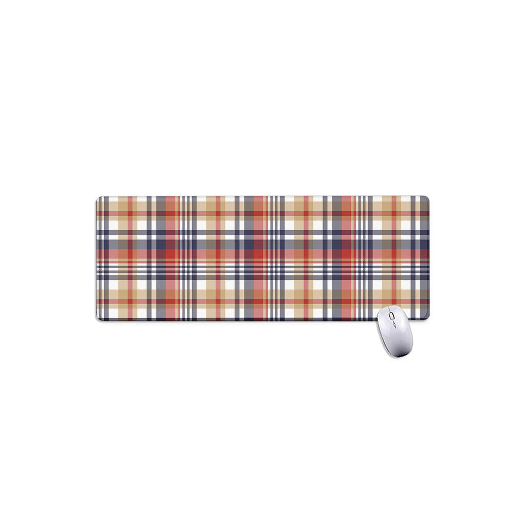 Red Blue And Beige Madras Plaid Print Extended Mouse Pad
