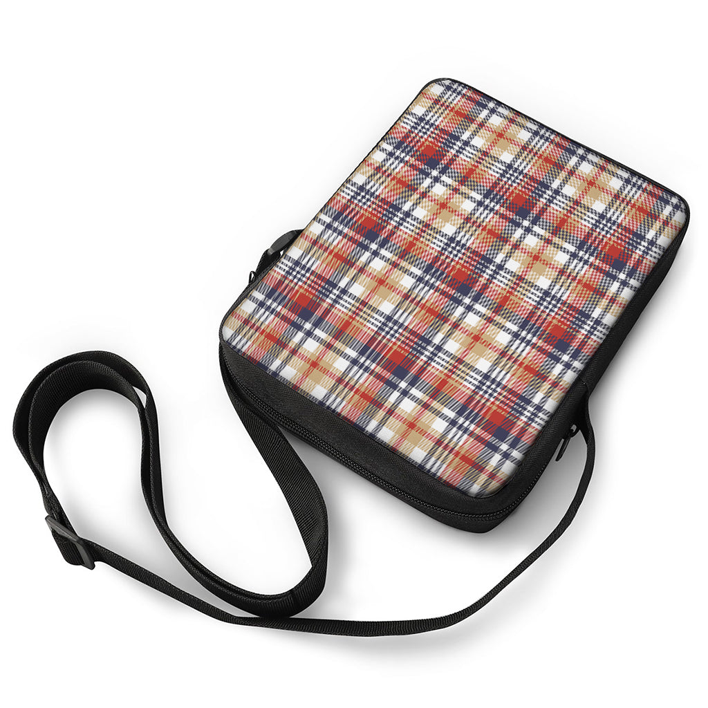 Red Blue And Beige Madras Plaid Print Rectangular Crossbody Bag