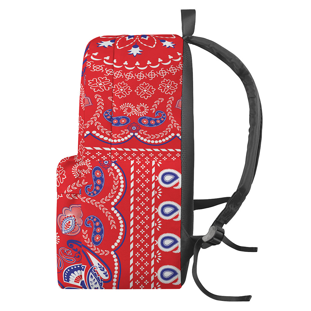 Red Blue And White Bandana Print Backpack