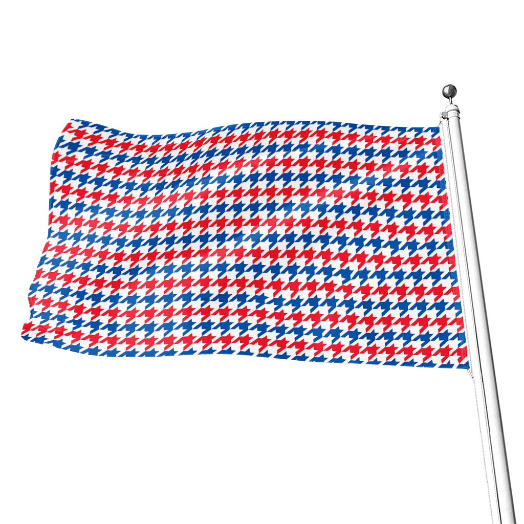 Red Blue And White Houndstooth Print Flag