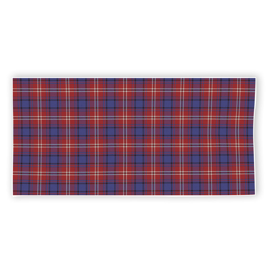 Red Blue And White Tartan Pattern Print Beach Towel