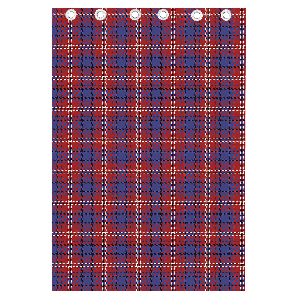 Red Blue And White Tartan Pattern Print Curtain