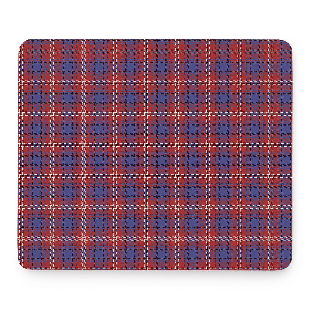 Red Blue And White Tartan Pattern Print Mouse Pad