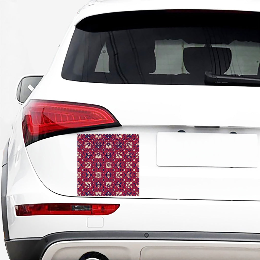 Red Boho Flower Pattern Print Car Sticker