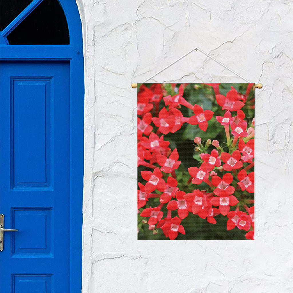 Red Bouvardia Print Garden Flag