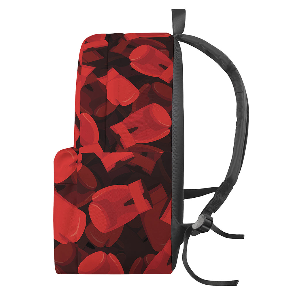 Red Boxing Gloves Pattern Print Backpack