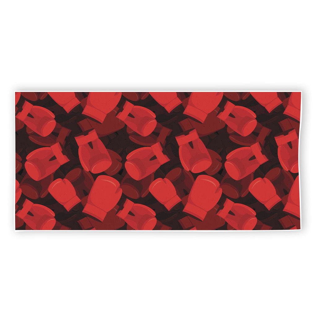 Red Boxing Gloves Pattern Print Beach Towel