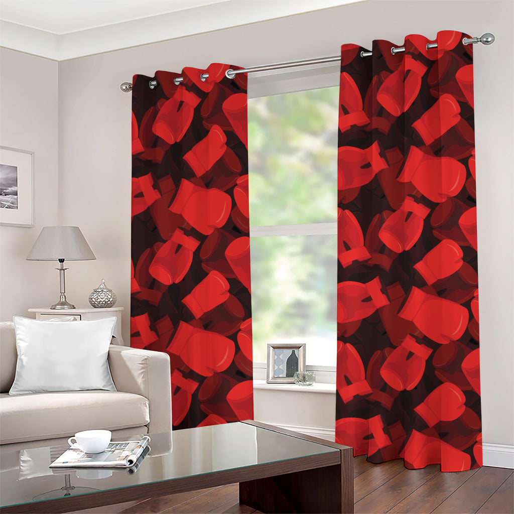 Red Boxing Gloves Pattern Print Grommet Curtains