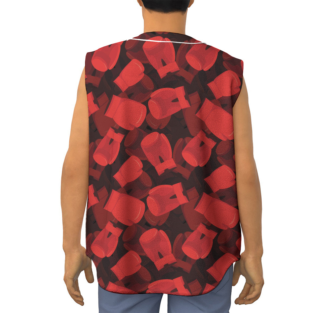 Red Boxing Gloves Pattern Print Sleeveless Baseball Jersey
