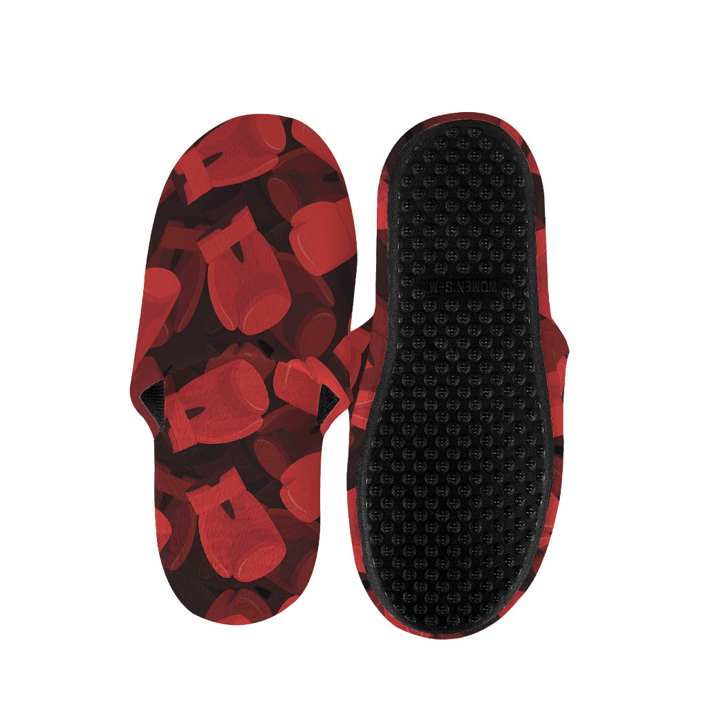 Red Boxing Gloves Pattern Print Slippers