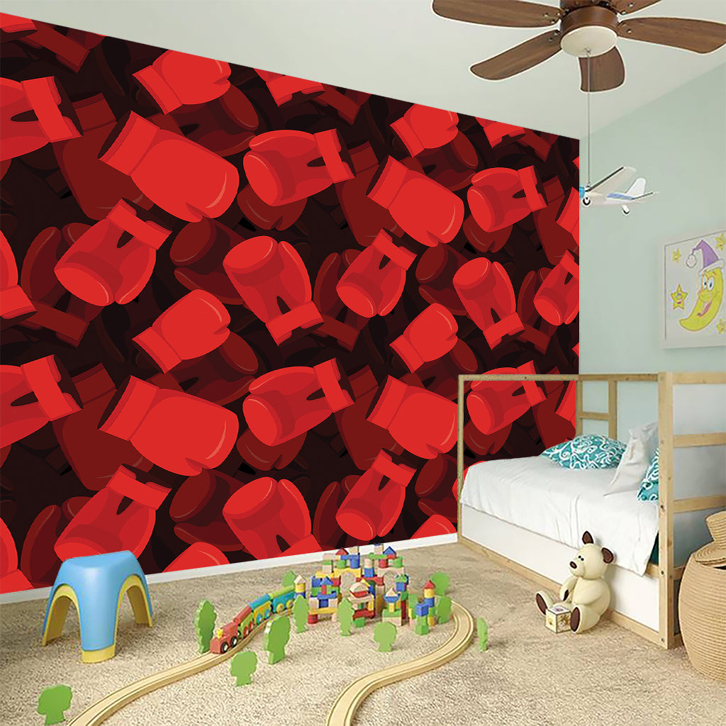 Red Boxing Gloves Pattern Print Wall Sticker