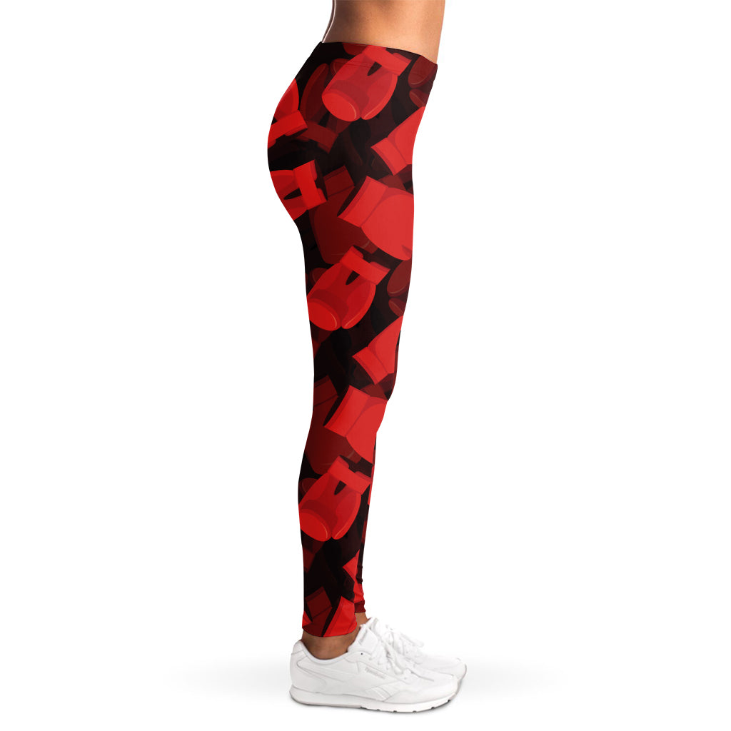 Red Boxing Gloves Pattern Print Women's Leggings
