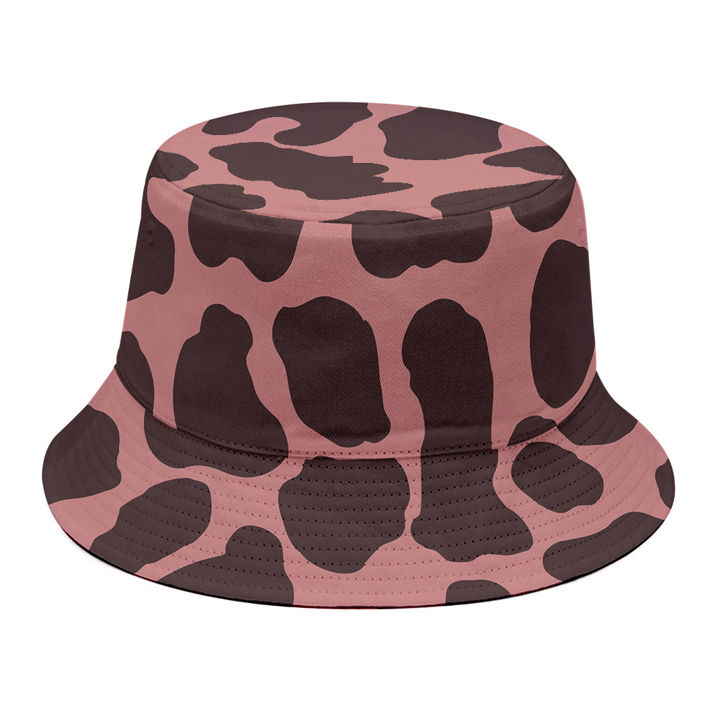Red Brown Cow Print Bucket Hat