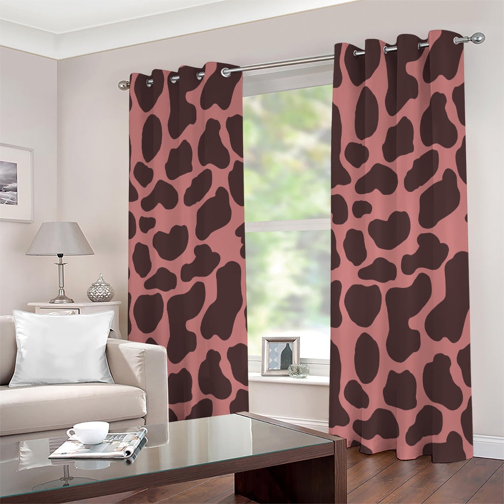 Red Brown Cow Print Extra Wide Grommet Curtains
