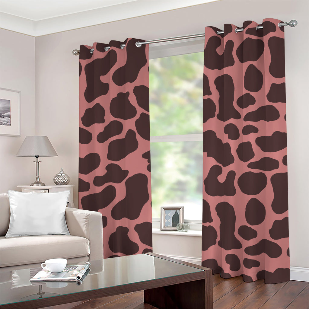 Red Brown Cow Print Grommet Curtains