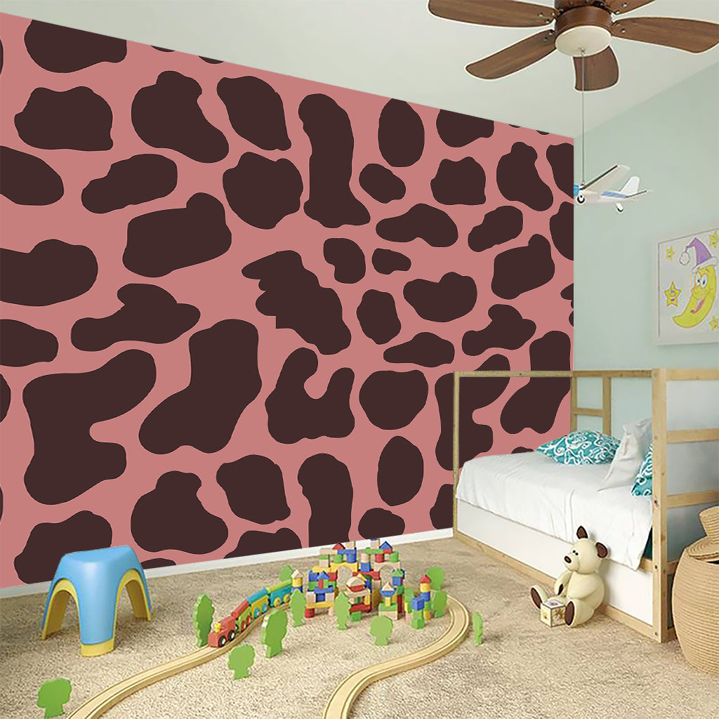 Red Brown Cow Print Wall Sticker