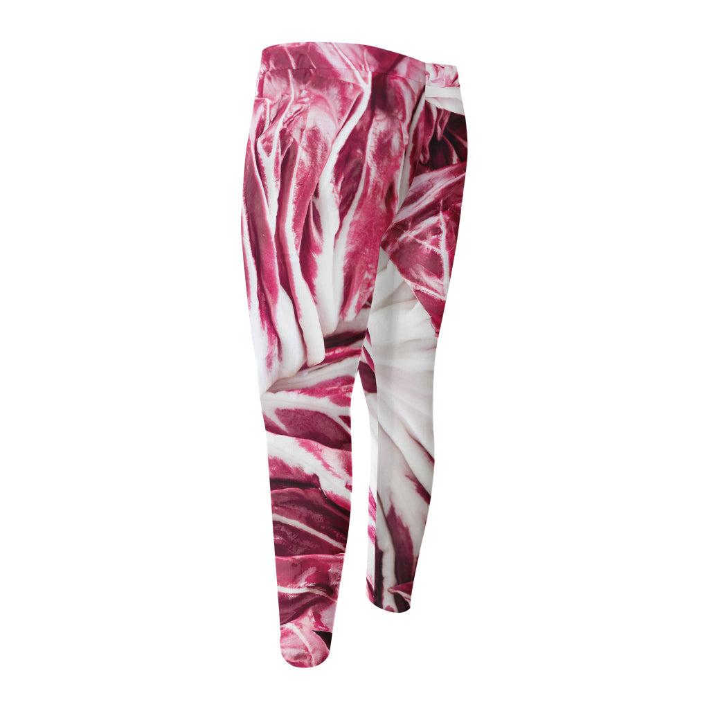 Red Cabbage Leaves Print Men's Compression Pants