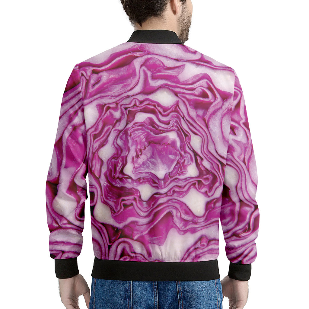 Red Cabbage Print Men's Bomber Jacket