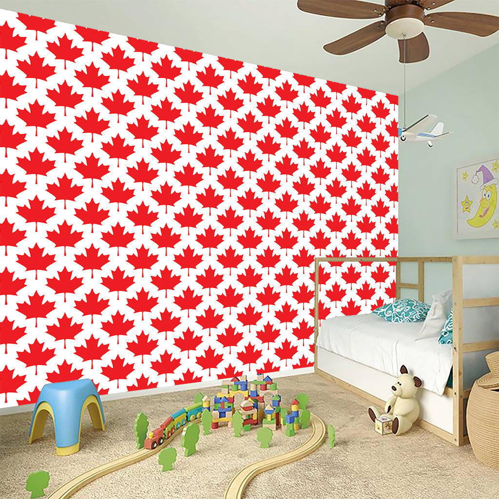 Red Canadian Maple Leaf Pattern Print Wall Sticker