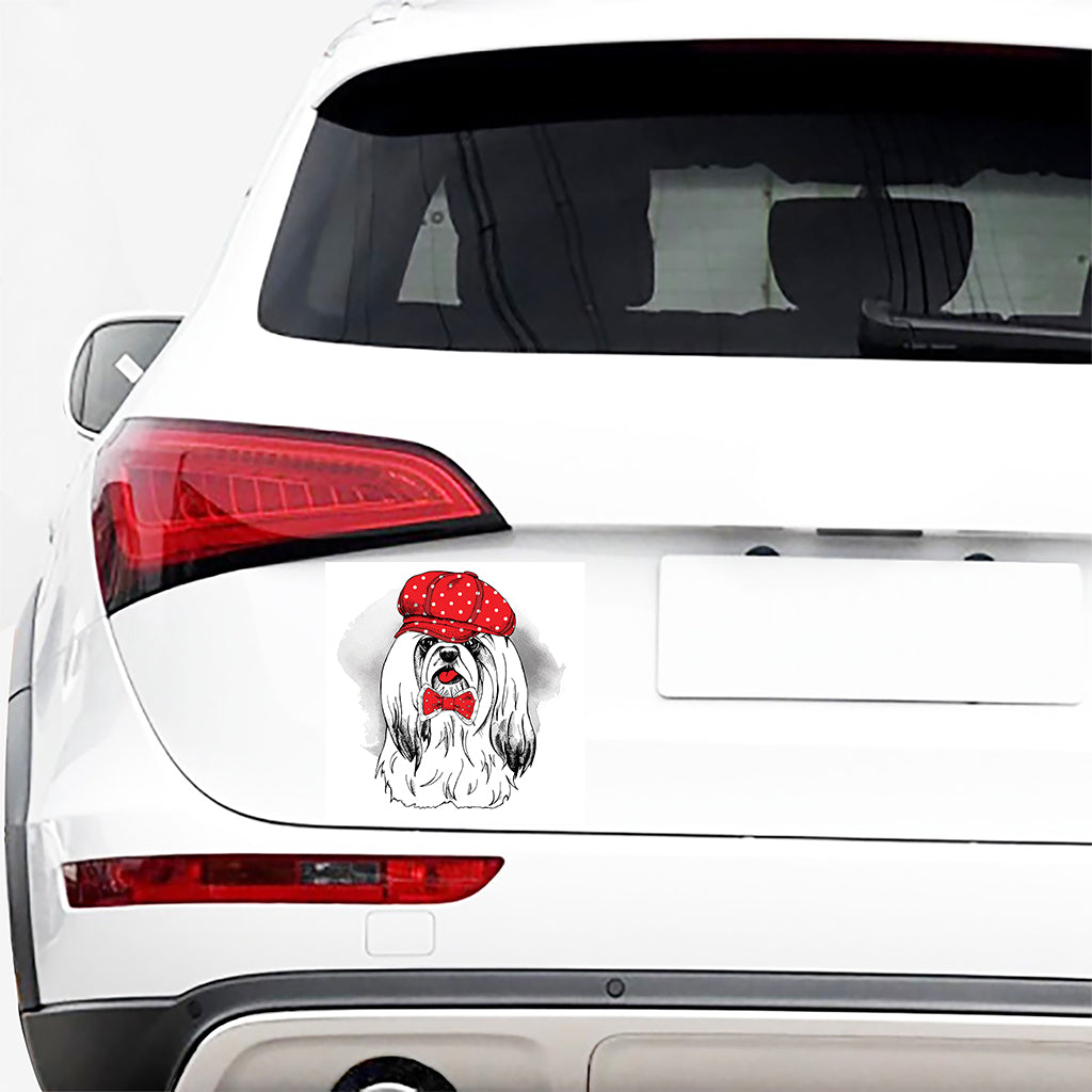 Red Cap Yorkshire Terrier Print Car Sticker