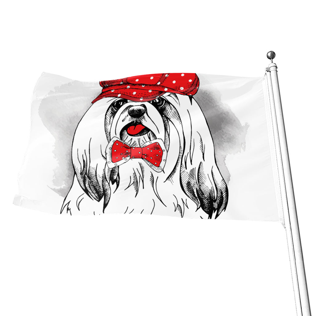 Red Cap Yorkshire Terrier Print Flag