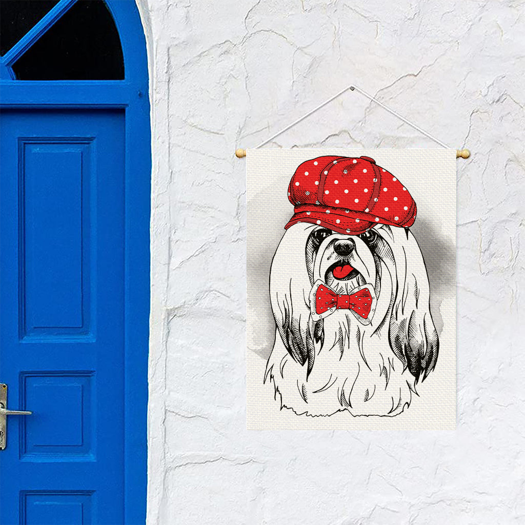Red Cap Yorkshire Terrier Print Garden Flag