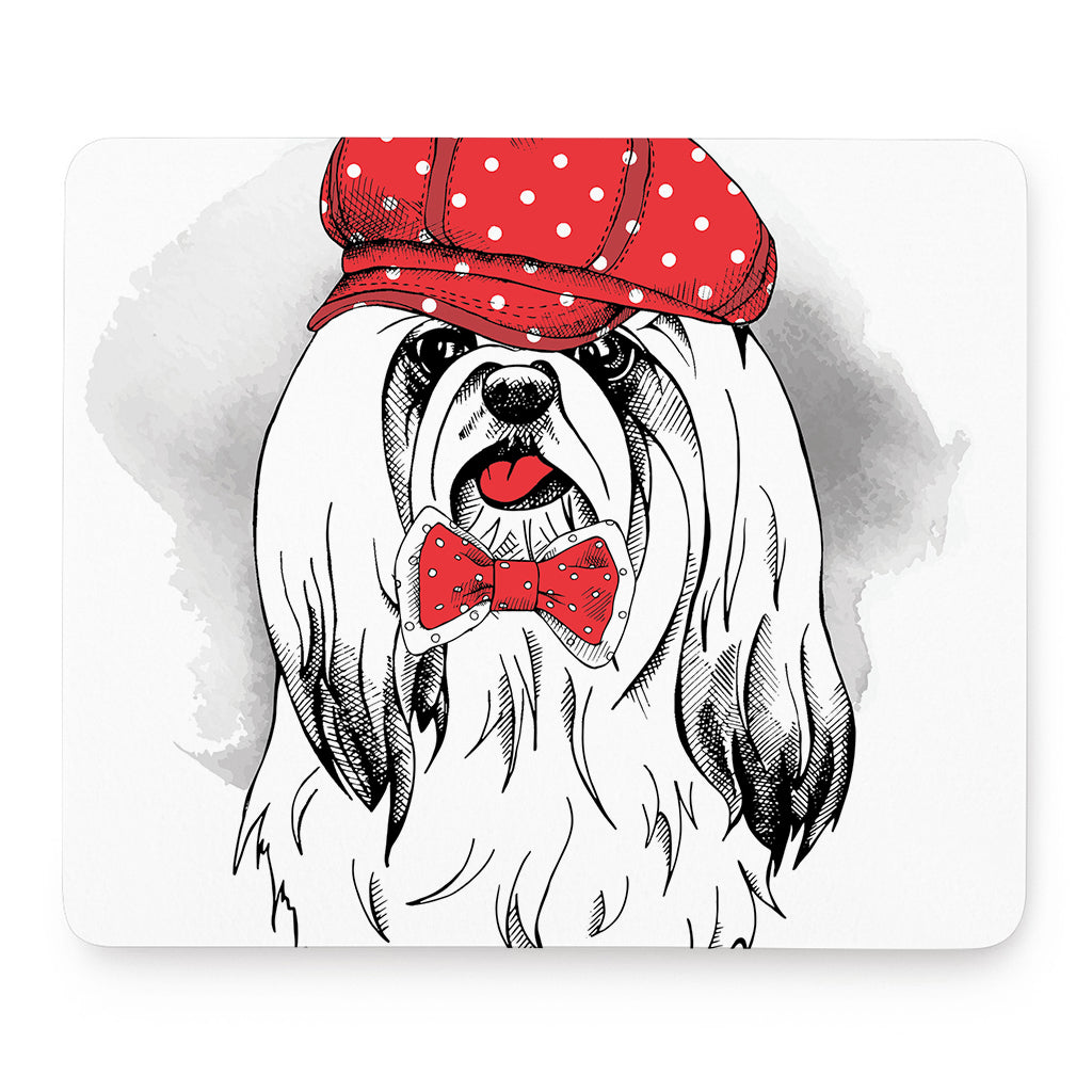 Red Cap Yorkshire Terrier Print Mouse Pad