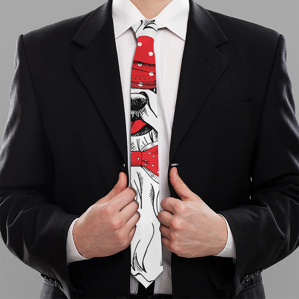 Red Cap Yorkshire Terrier Print Necktie