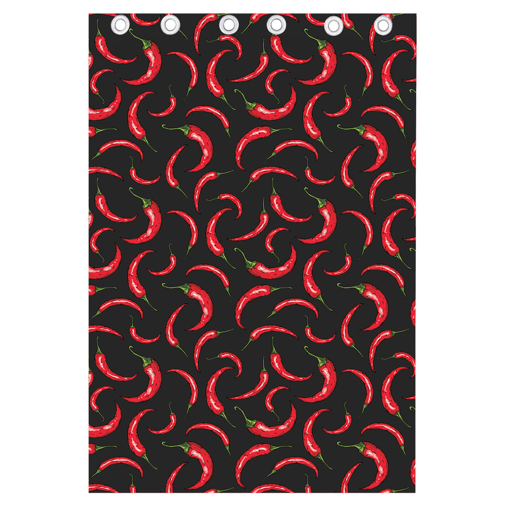 Red Chili Peppers Pattern Print Curtain