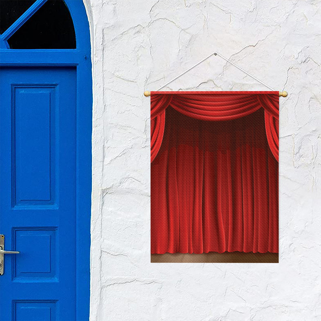 Red Curtain Theater Print Garden Flag