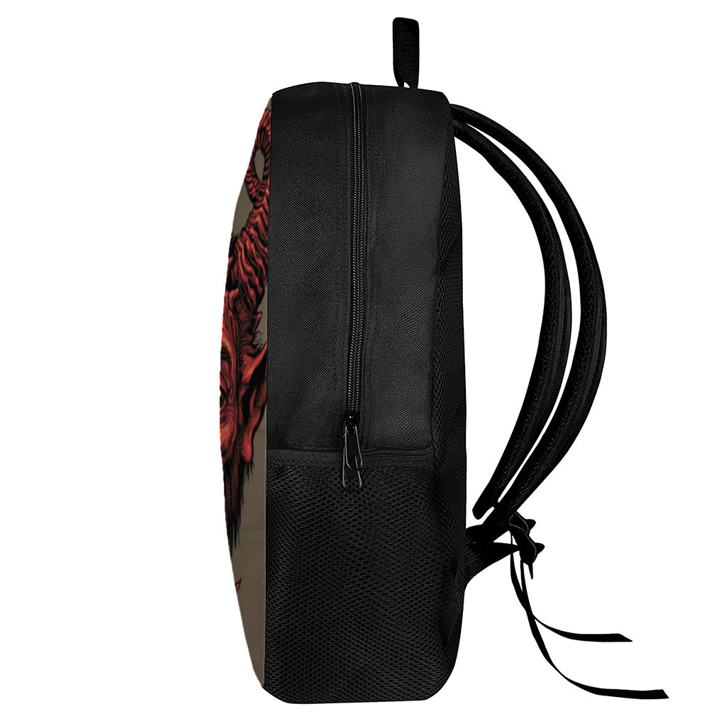 Red Devil Satan Print 17 Inch Backpack