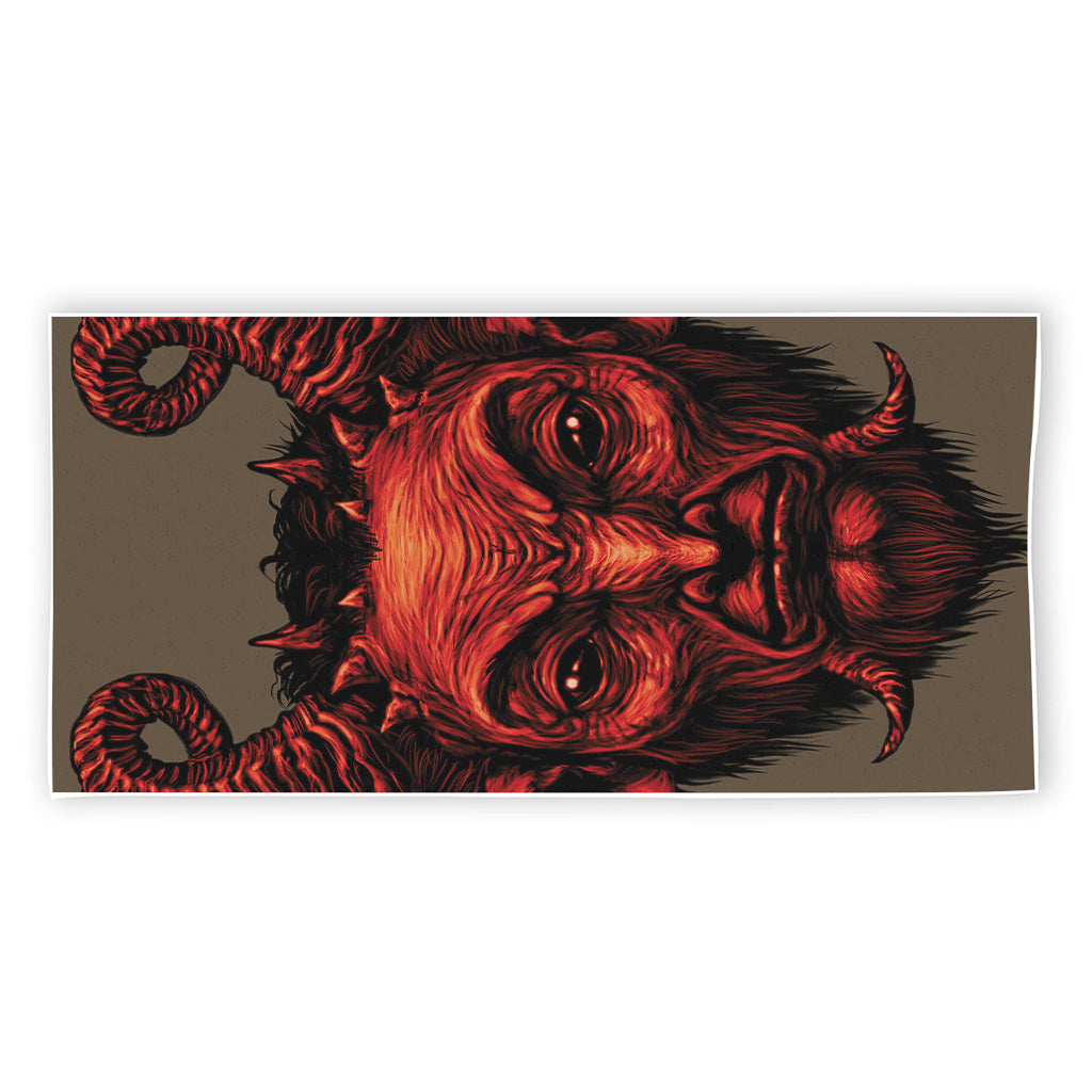 Red Devil Satan Print Beach Towel