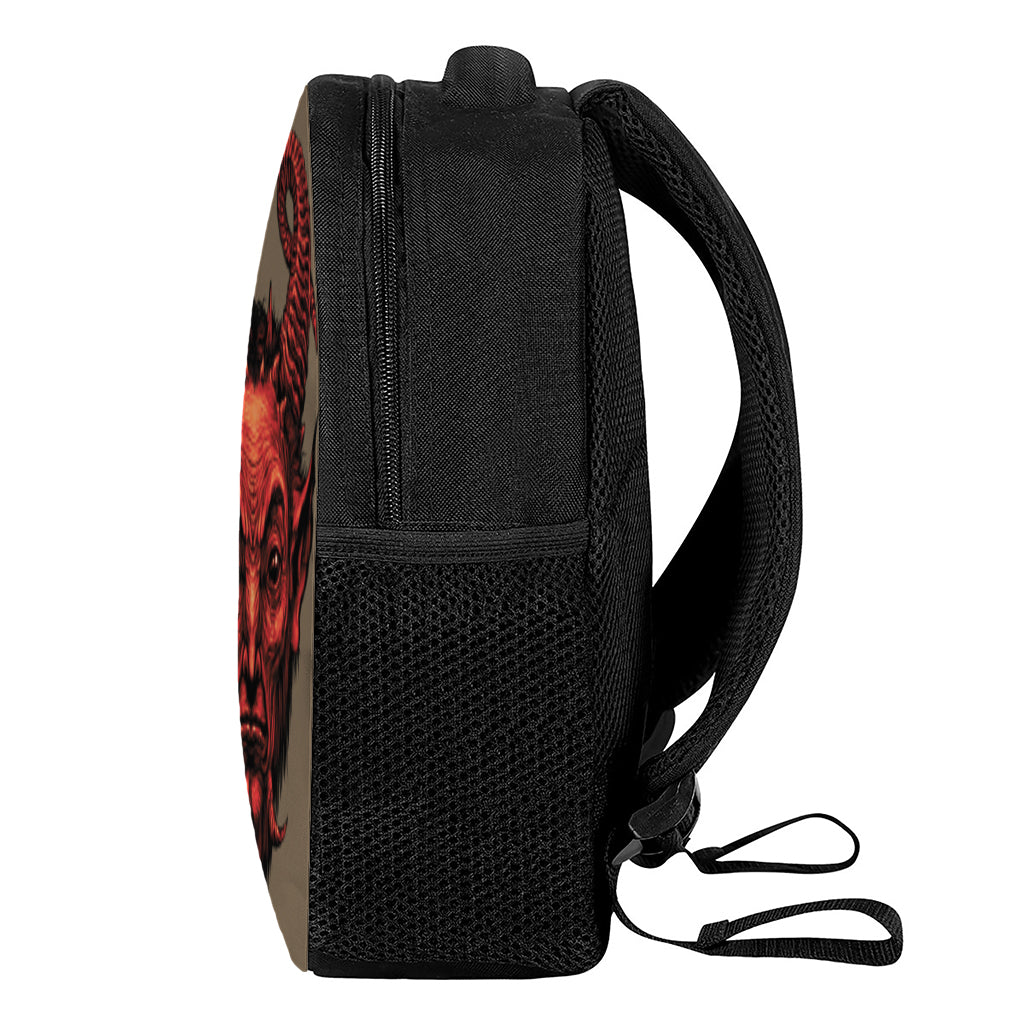 Red Devil Satan Print Casual Backpack