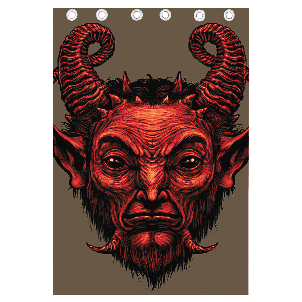 Red Devil Satan Print Curtain