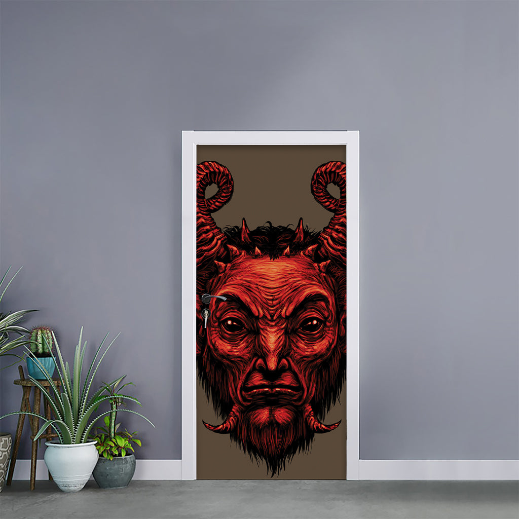 Red Devil Satan Print Door Sticker