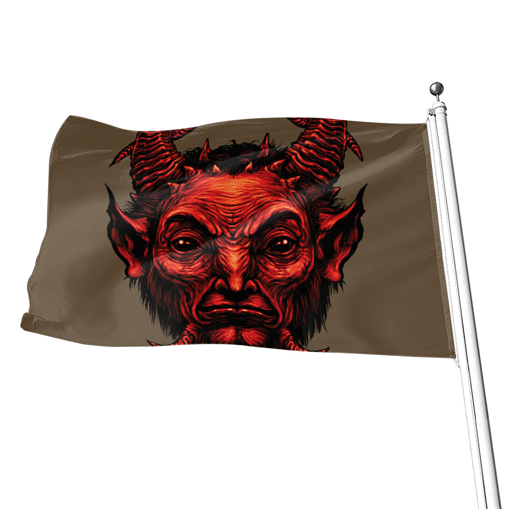 Red Devil Satan Print Flag