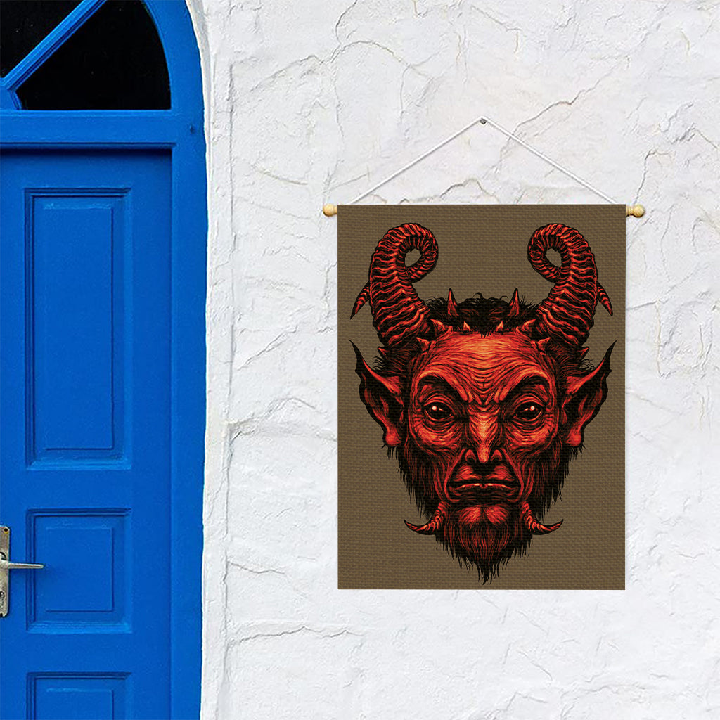 Red Devil Satan Print Garden Flag