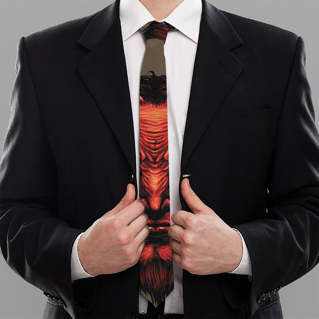 Red Devil Satan Print Necktie