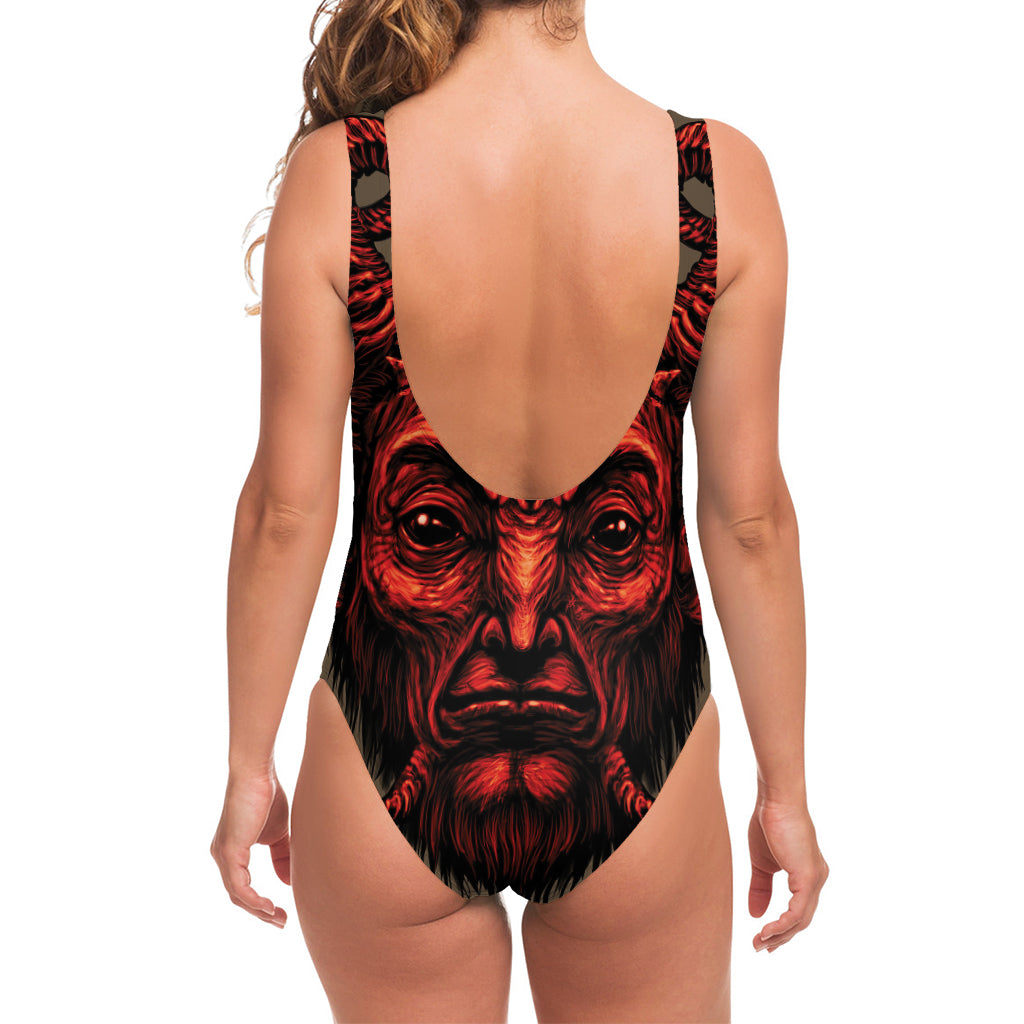 Red Devil Satan Print One Piece Swimsuit