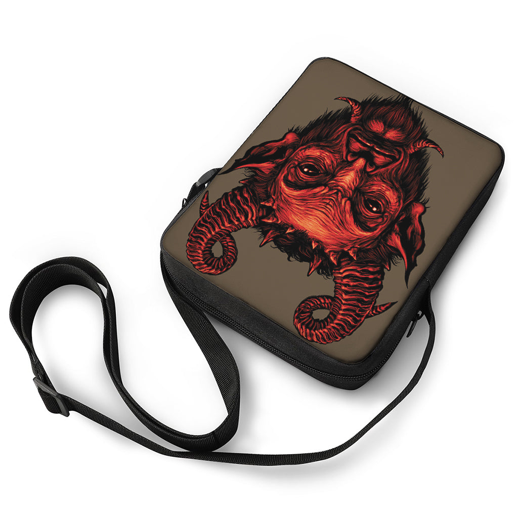 Red Devil Satan Print Rectangular Crossbody Bag