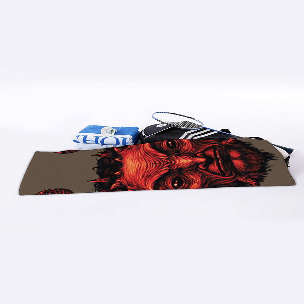 Red Devil Satan Print Sports Towel