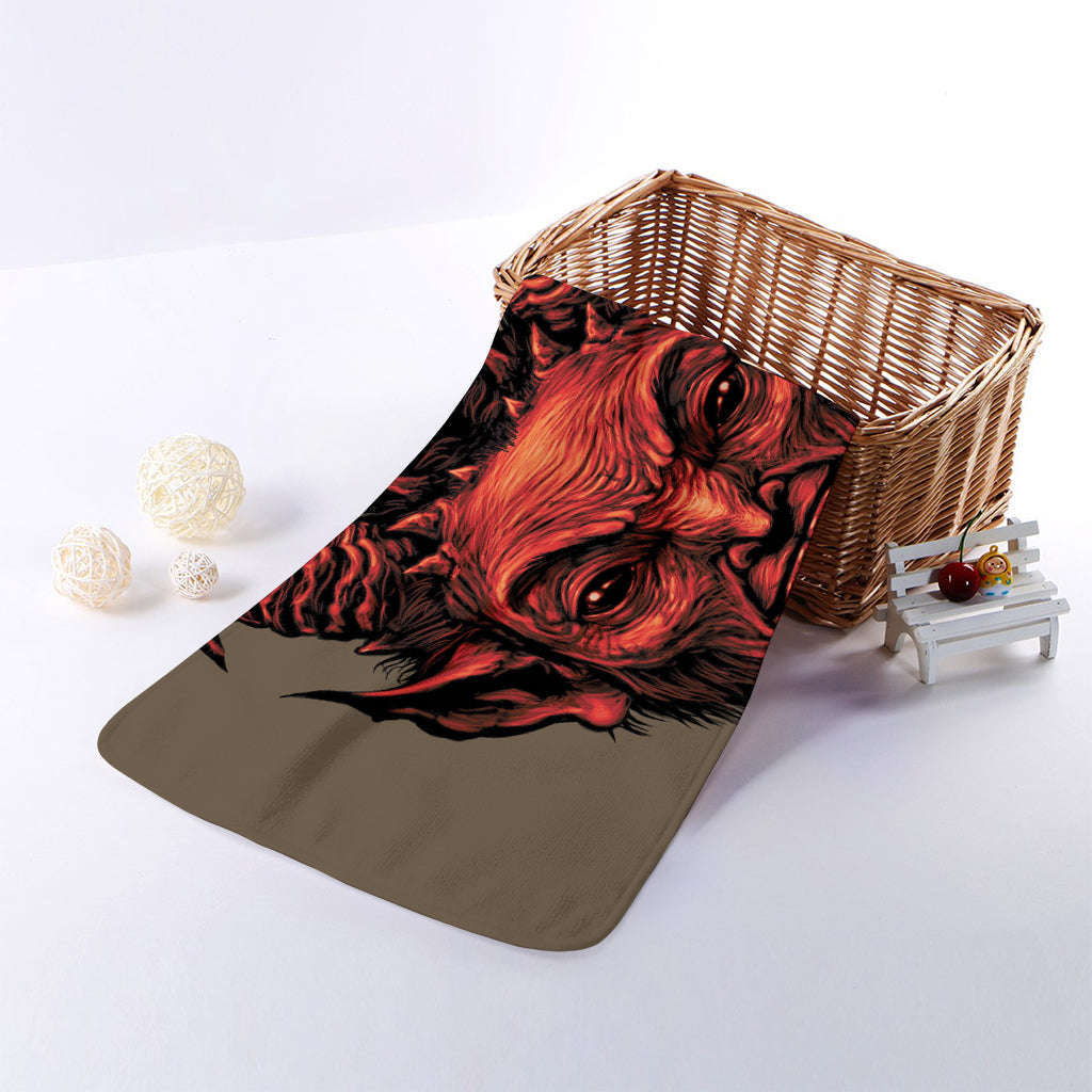 Red Devil Satan Print Towel