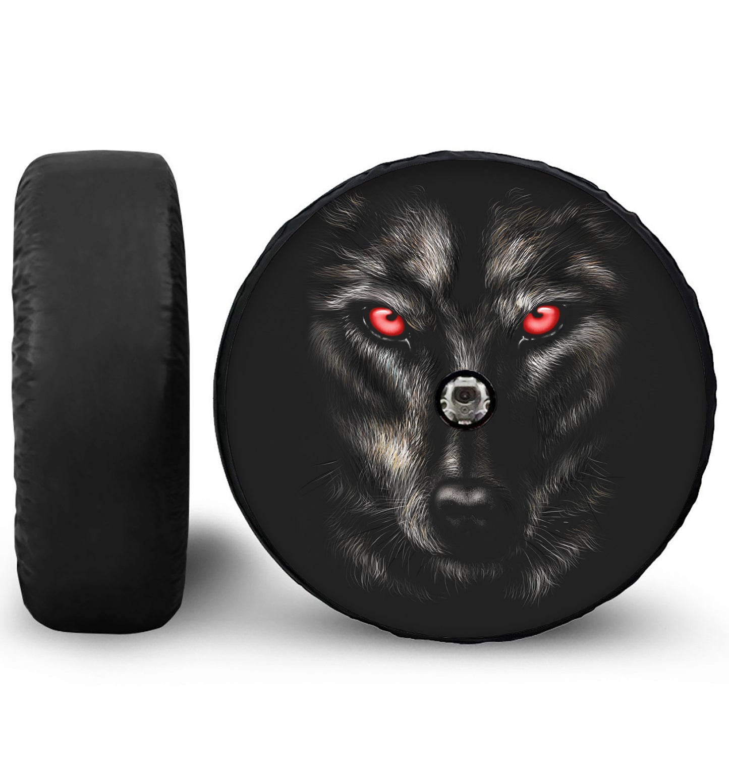 Red Eye Wolf Print Tire Cover With Camera Hole