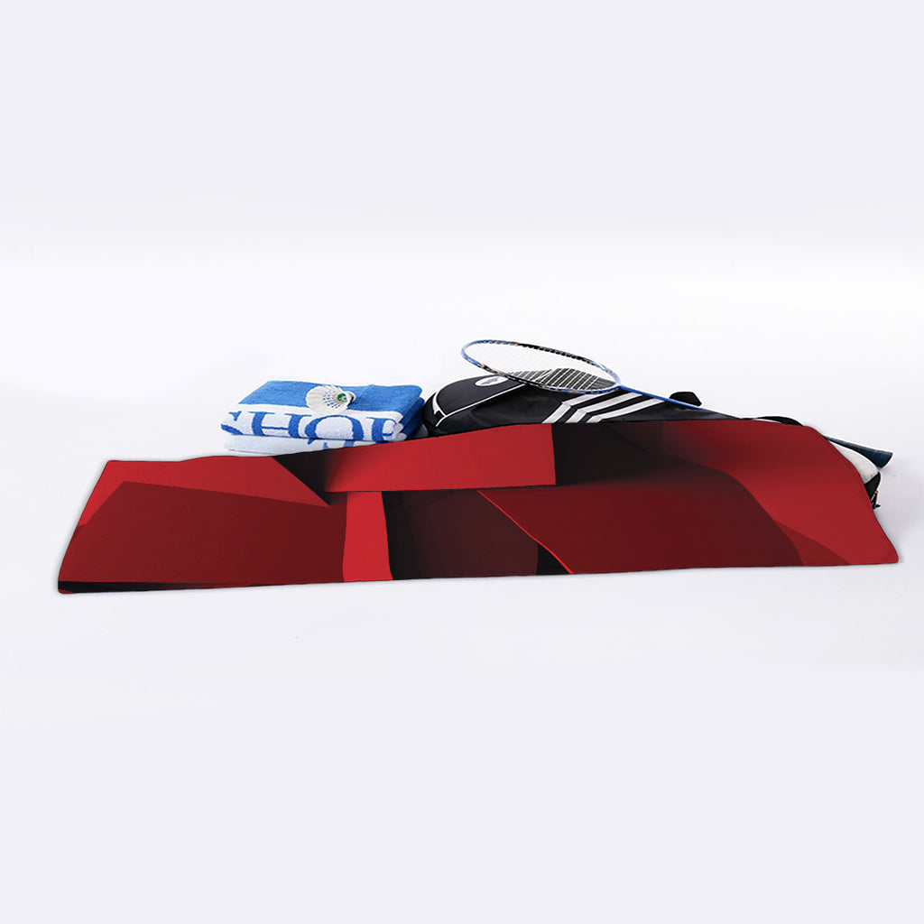 Red Geometric Print Sports Towel