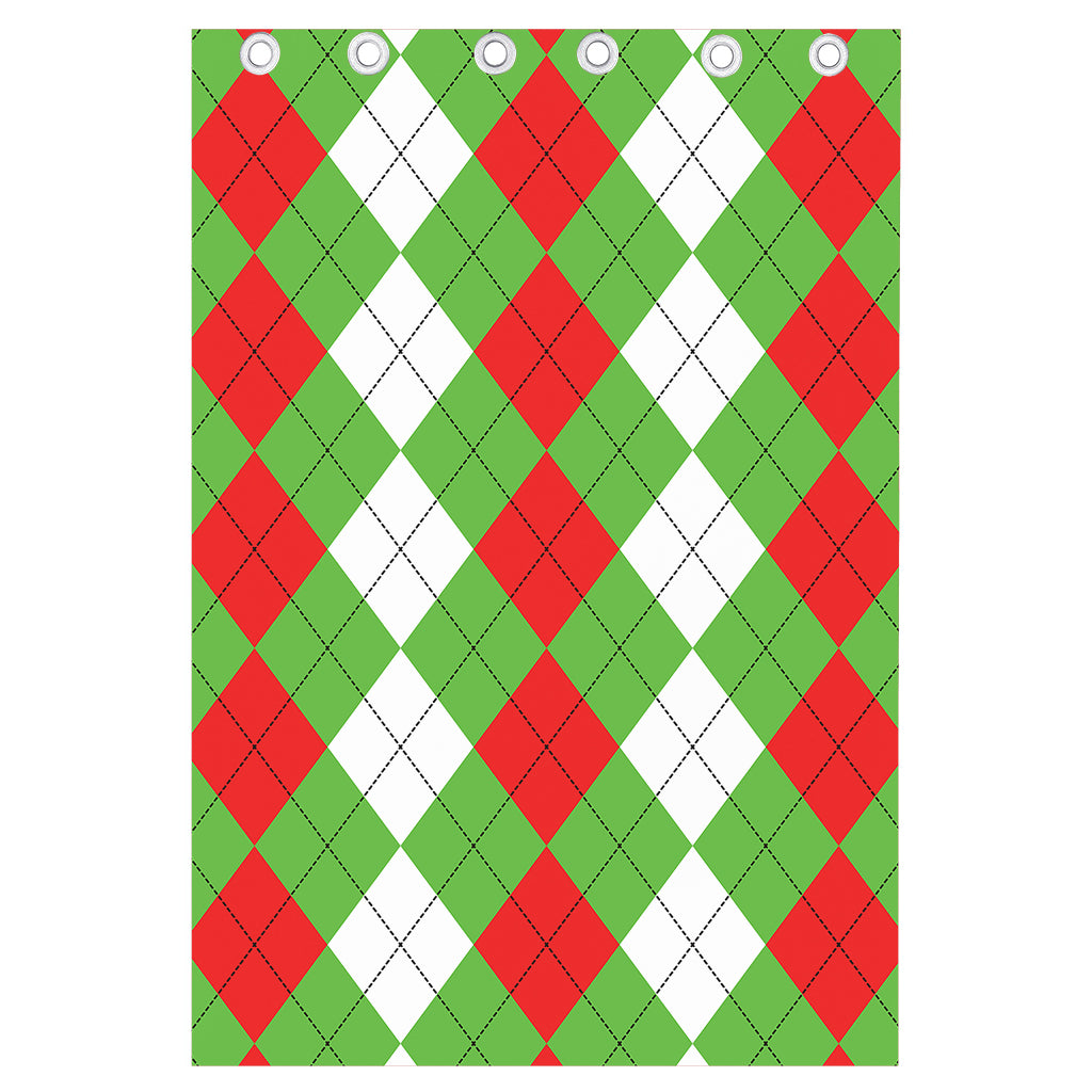 Red Green And White Argyle Pattern Print Curtain