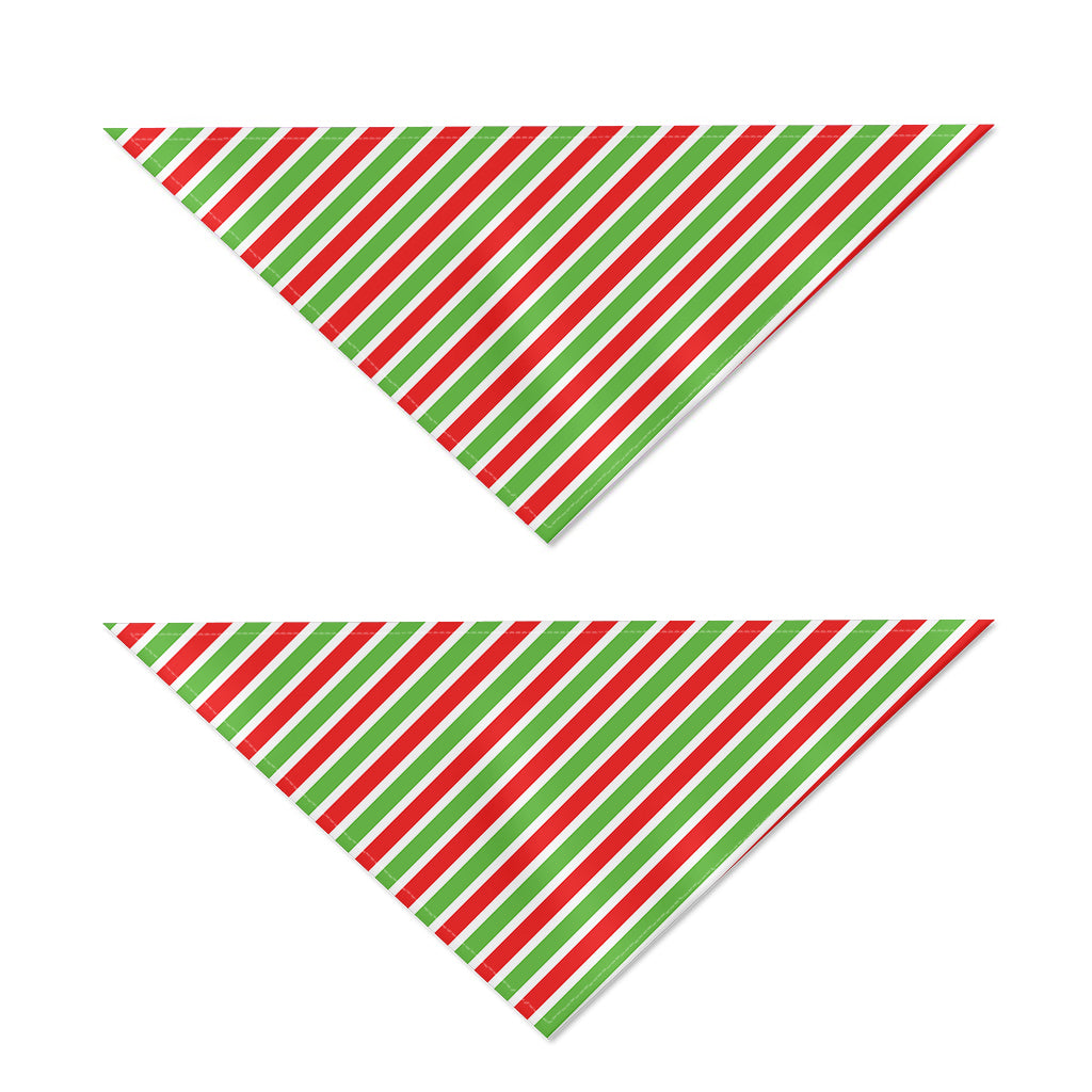 Red Green And White Candy Cane Print Dog Bandana